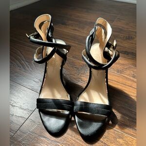 Jessica Simpson Black Leather and Suede Heels